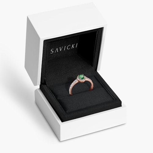 Pierścionek zaręczynowy This is Love: różowe złoto, szmaragd